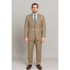 Astor & Black Bespoke Brown‎ Plaid Wool Suit 44S 36x31 Two Piece Tailored